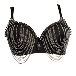 Black and Silver Chain Embellished Bra
